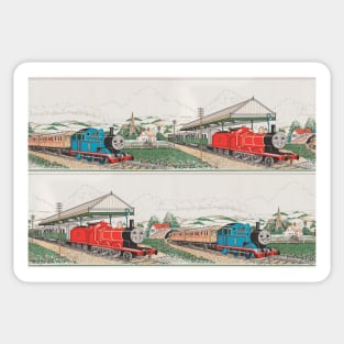 Vintage Thomas and James Seamless Pattern (Thomas the Tank Engine) Sticker